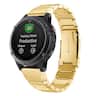 StrapsCo - Flat-Link Bracelet QuickFit 22 Stainless Steel Metal Watch Band Strap For Garmin Instinct 2 - Yellow Gold