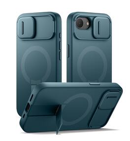 SURITCH - Bumper Case for iPhone 17e/16e with Camera Cover, Compatible with MagSafe, Kickstand, Shockproof Slim Protective Cover - Lake Green