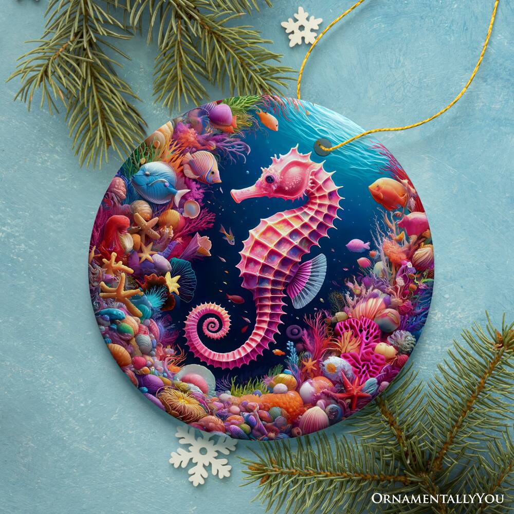 Back. OrnamentallyYou - Tropical Tide Treasure Radiant Seahorse Ornament Ocean-Themed Gift And Decor - Multi-colored.