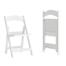 Emma + Oliver - Folding Chair - Resin– 2 Pack 800LB Weight Capacity Event Chair - White
