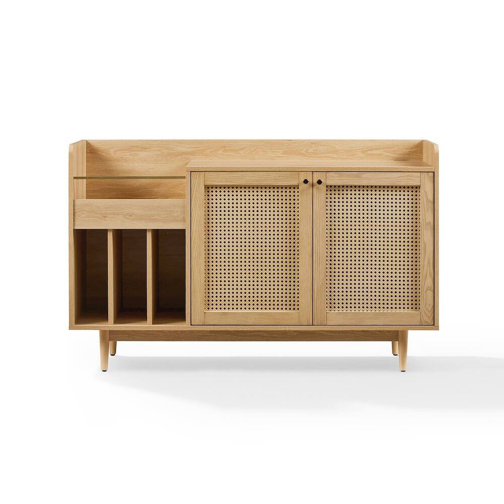 Alt View 2. Crosley Furniture - Maeve Record Player Cabinet, Vinyl Storage, Rattan Turntable Stand for Records - Blue.