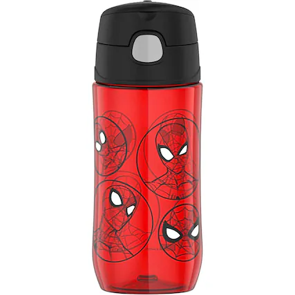 Front. Thermos - Thermos 16 oz. Kid's Funtainer Plastic Water Bottle w/ Spout Lid - Spider-Man - Spider-Man.