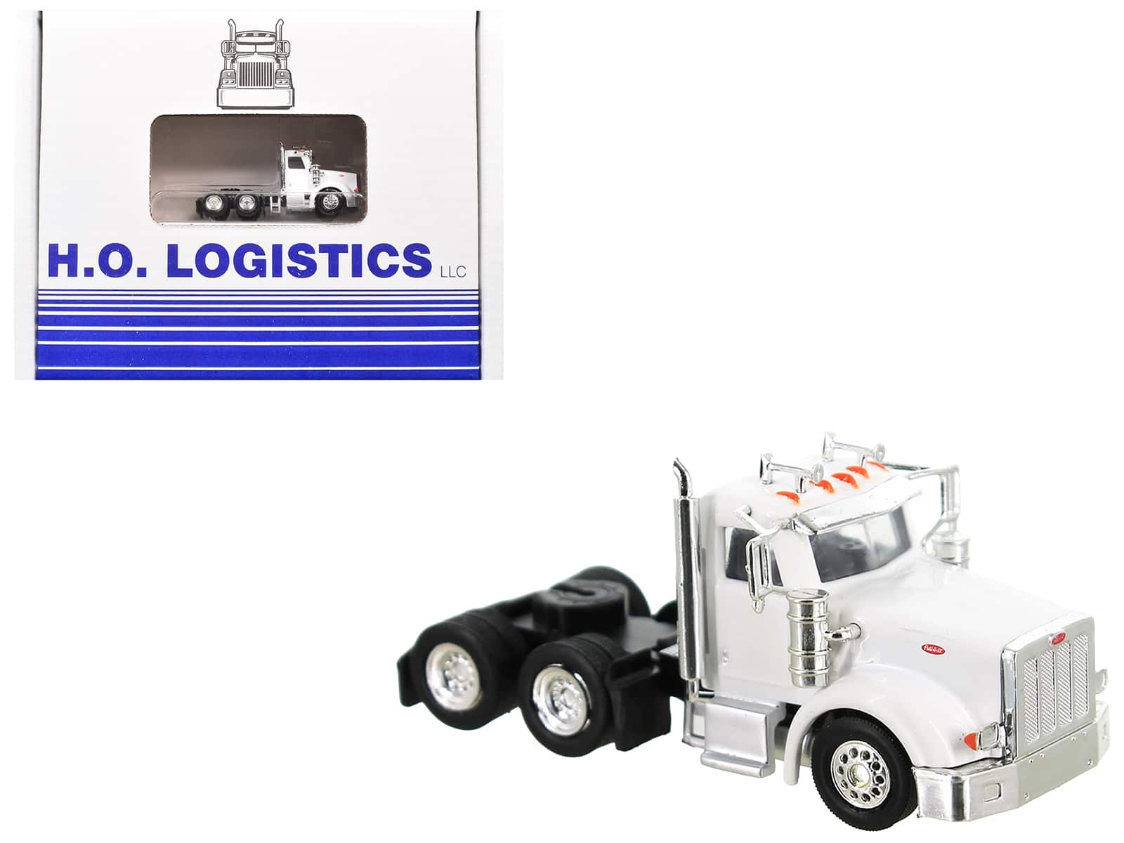 HO Logistics Replicas - Peterbilt 367 Truck w/ Day Cab White & Articulated Trailer White & Blue Set 1/87 (HO) Plastic Model Car by HO Logistics price history on PriceWatchPro