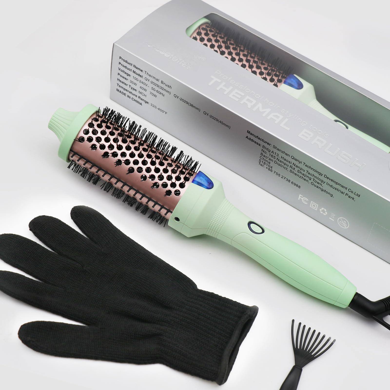 **Product Name:** Thermal Brush

**Product Model:** QY-2029(32mm)

**Voltage:** 100-240V

**Frequency:** 50-60Hz

**Power:** 35W

**Heater Type:** Nichrome

**Temperature Range:** 320-400°F

**Made in China**

**Address:** No. 15g, A13, Tai'an District, Haosi Qhary, Nanpu Technology Park, Guangdong, China

**Manufacturer:** Shenzhen Qhary Technology Development Co., Ltd.

**FC Certification**

**Additional Information:**
- Product Model: QY-2029(38mm)
- Product Model: QY-2029(45mm)
- Brush Professional
- Thermal Hair Styling Tools