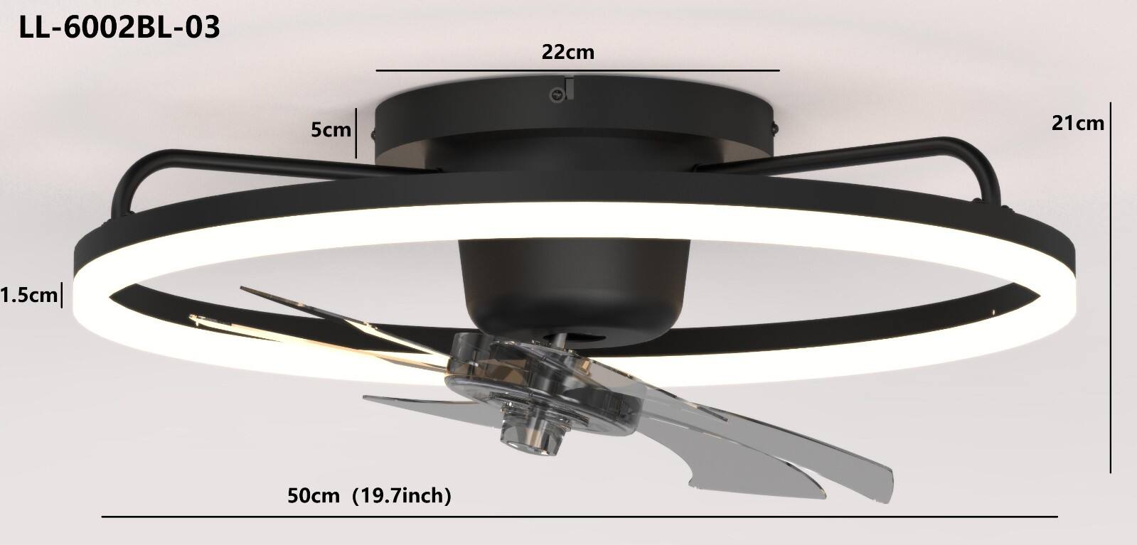 LL-6002BL-03  
22cm  
5cm  
21cm  
1.5cm  
50cm (19.7inch)
