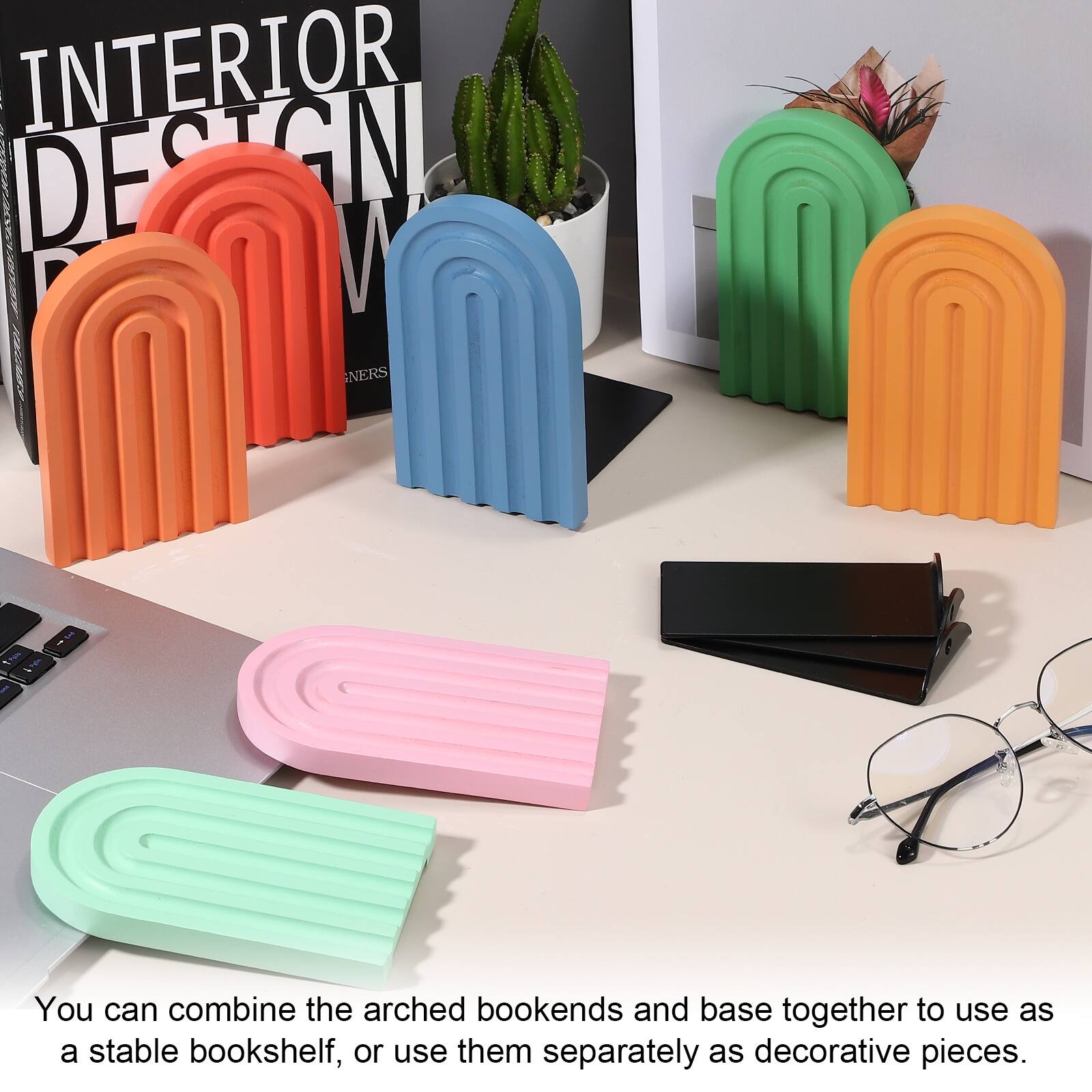 INTERIOR DESIGN

You can combine the arched bookends and base together to use as a stable bookshelf, or use them separately as decorative pieces.