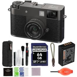 Fujifilm - X Half Digital Camera (Charcoal Silver) Bundle with 64GB SD Card + Rope Wrist Strap + More Advanced Accessories