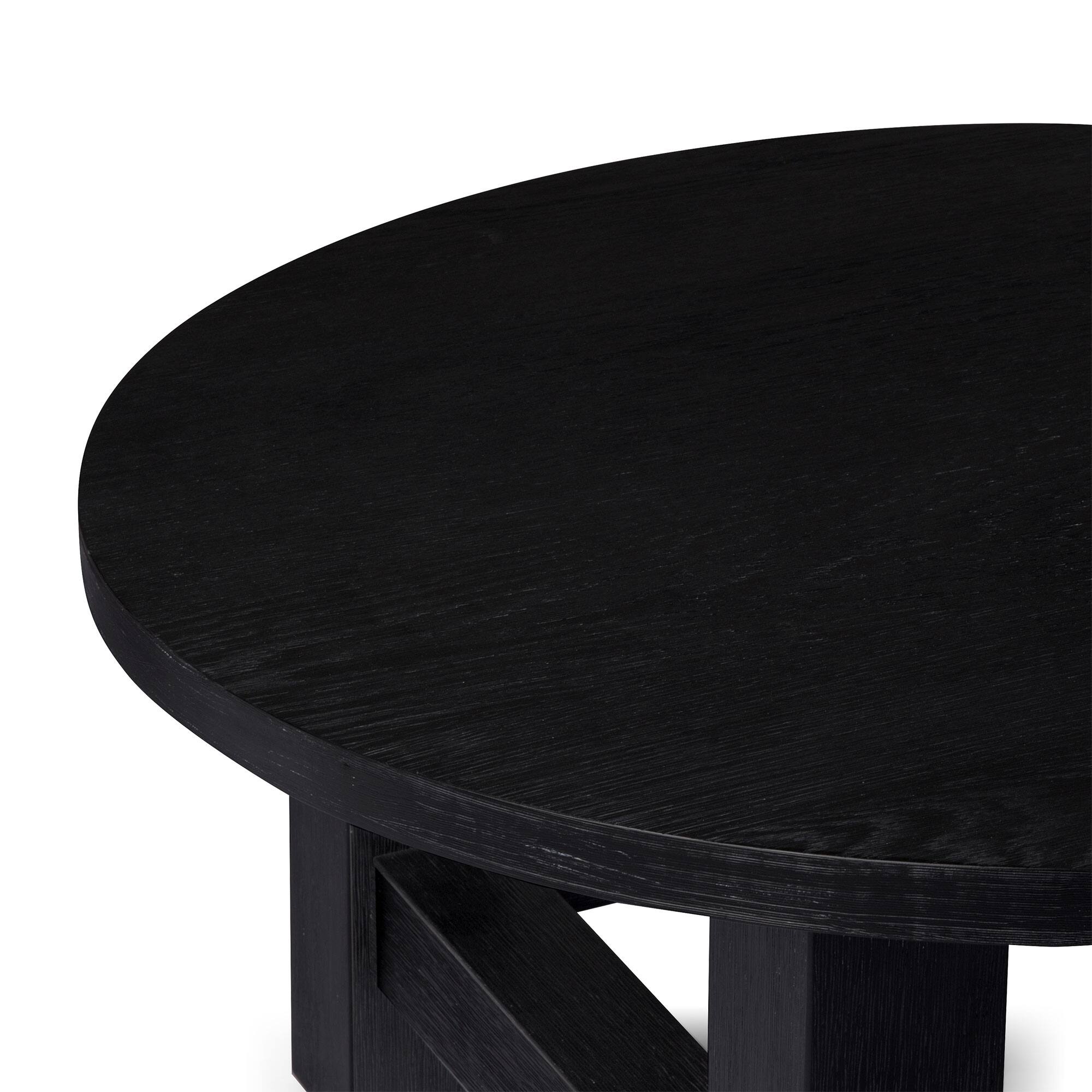 Alt View 3. Maven Lane - Maven Lane Marco Round Wooden Coffee Table Rustic Accent Furniture, Aged Black - Aged Black.