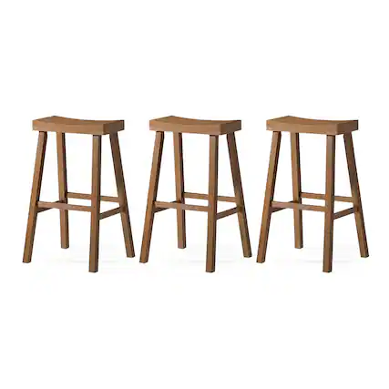 Front. Maven Lane - Maven Lane Vincent Wooden Rustic Aesthetic Kitchen Bar Stool, Set of 3 - Antiqued Natural.