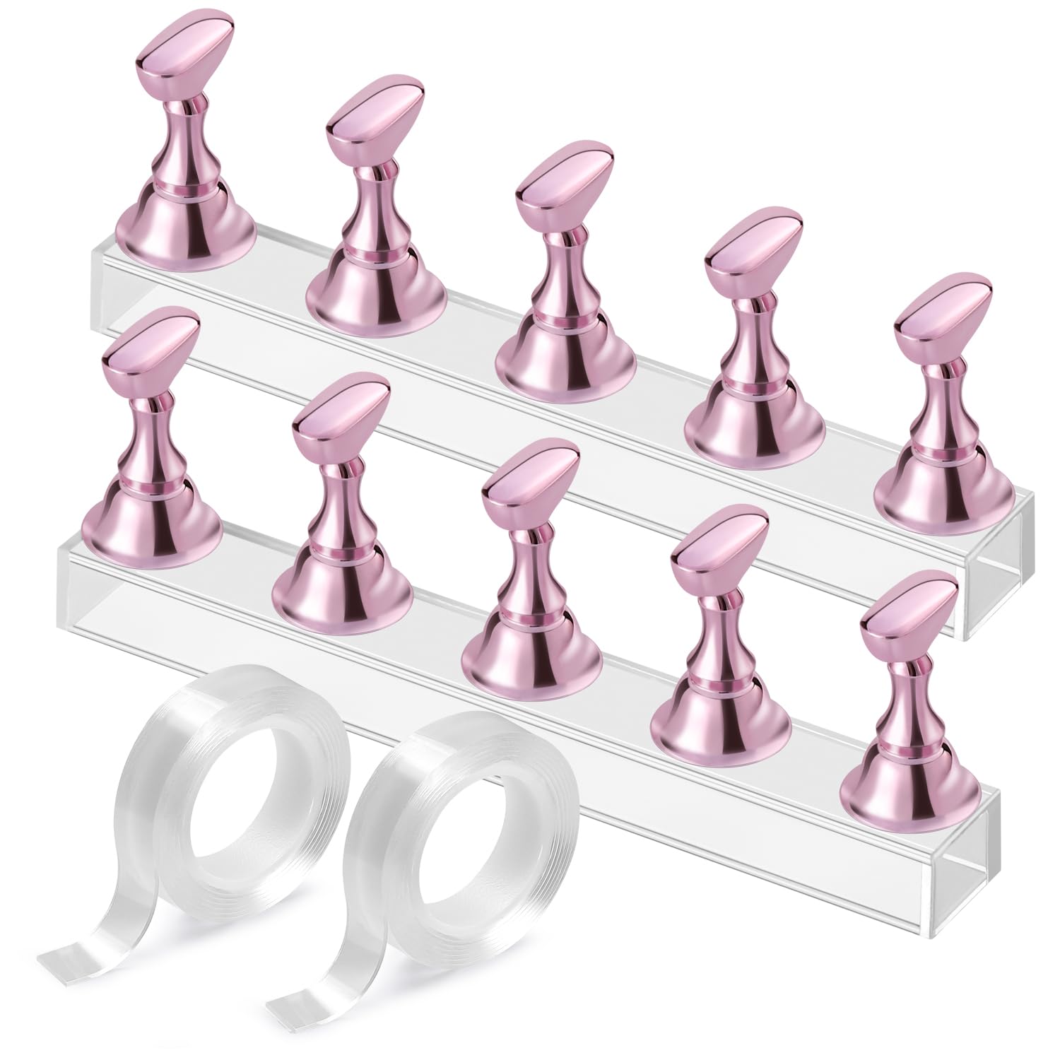 Front. Stylel Star - Stand Art Display Practice Holder Painting Nails Magnetic Stands Double Sided Tape Diy Salon Supplies Silver Package.