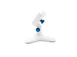 WeatherTech - DeskFone | Adjustable & Secure Fit Universal Desktop Cell Phone Holder – White Body – Royal Blue Metal Knobs - White/Royal Blue Metal