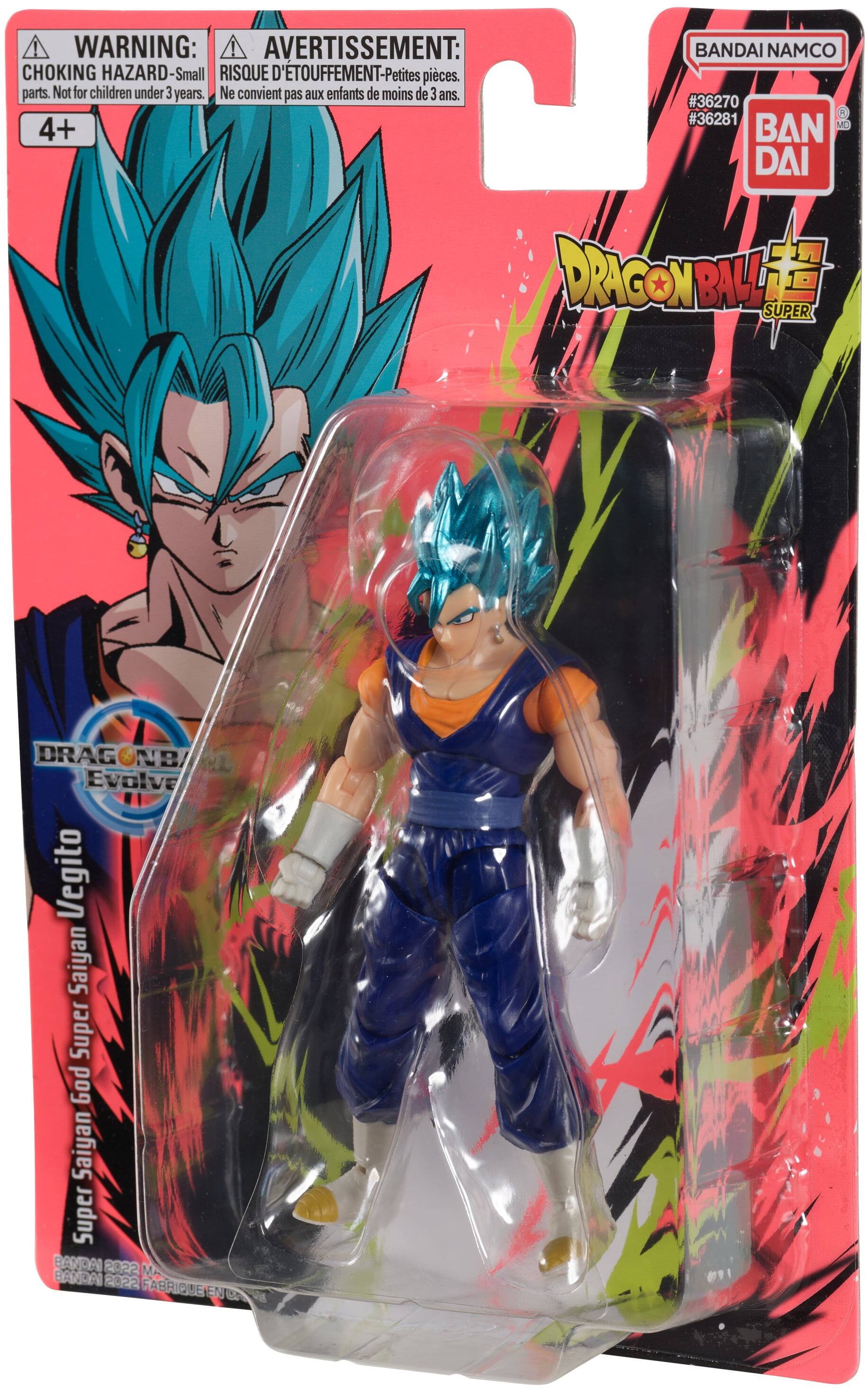 ! WARNING: ! AVERTISSEMENT: BANDAI NAMCO CHOKING HAZARD-Small parts. Not for children under 3 years. Ne convient pas aux enfants de moins de 3 ans. 4+ D #36281 #36270 BANDAI NAMCO DRAGON BALL SUPER Evolve Vegito Saiyan Super God Saiyan Super