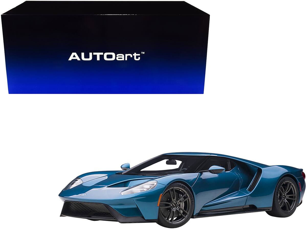 Front. Autoart - 2017 Ford GT Liquid Blue Metallic 1/12 Model Car by Autoart - Blue Metallic.