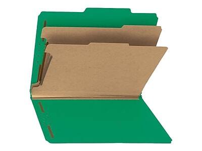 Alt View 3. Smead - 100% Recycled Pressboard Classification Folders, 2/5-Cut Tab, Letter Size, 2 Dividers, Green, 10/Box - Green.