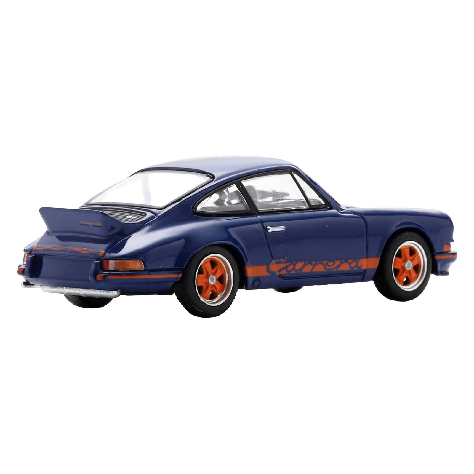 Alt View 3. Spark - 1973 Porsche 911 RS 2.7 Blue with Orange Stripes 1/64 Model Car by Spark.