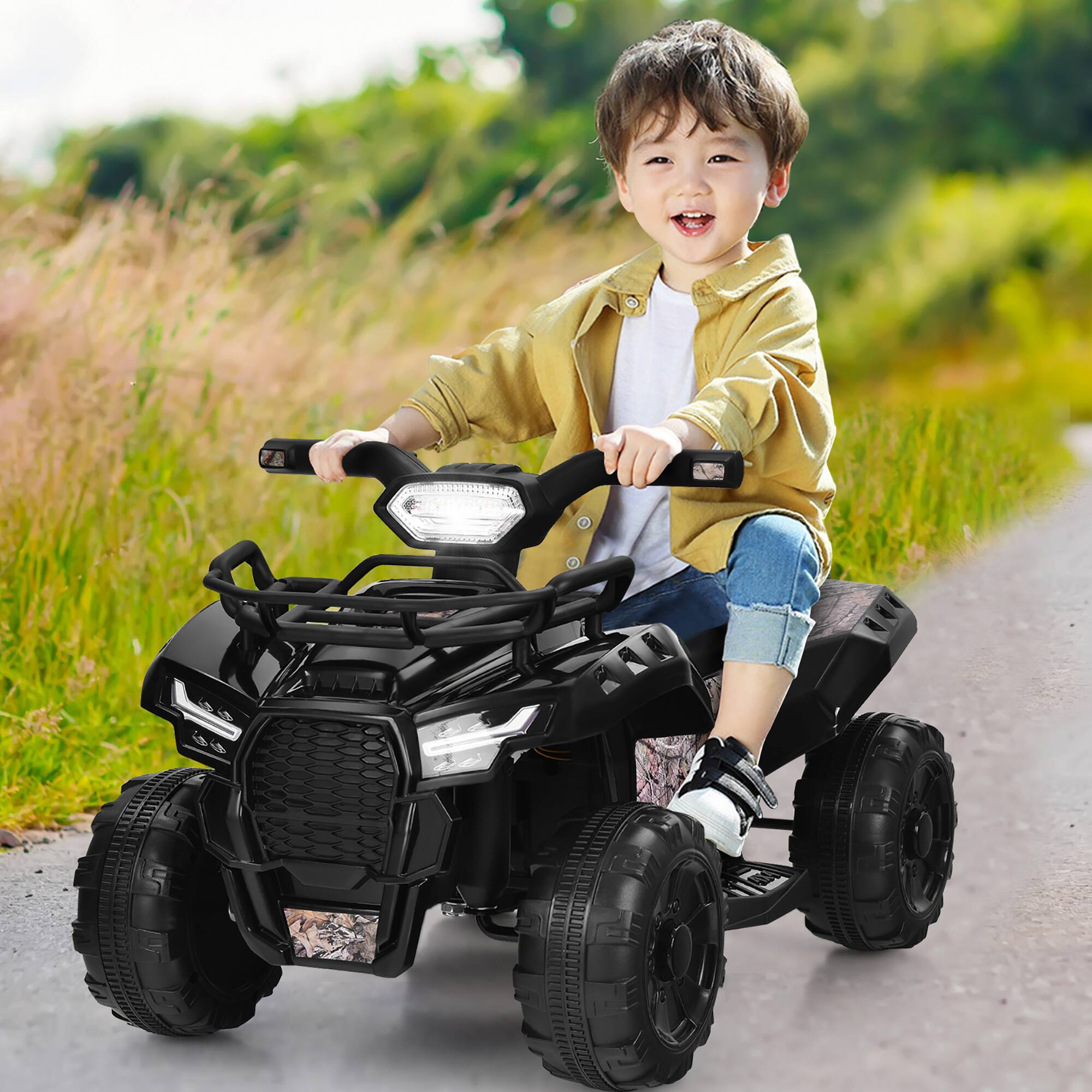 Alt View 1. Costway - Costway 6V Kids ATV Quad Electric Ride On Car Toy Toddler with LED Light MP3 - Black.