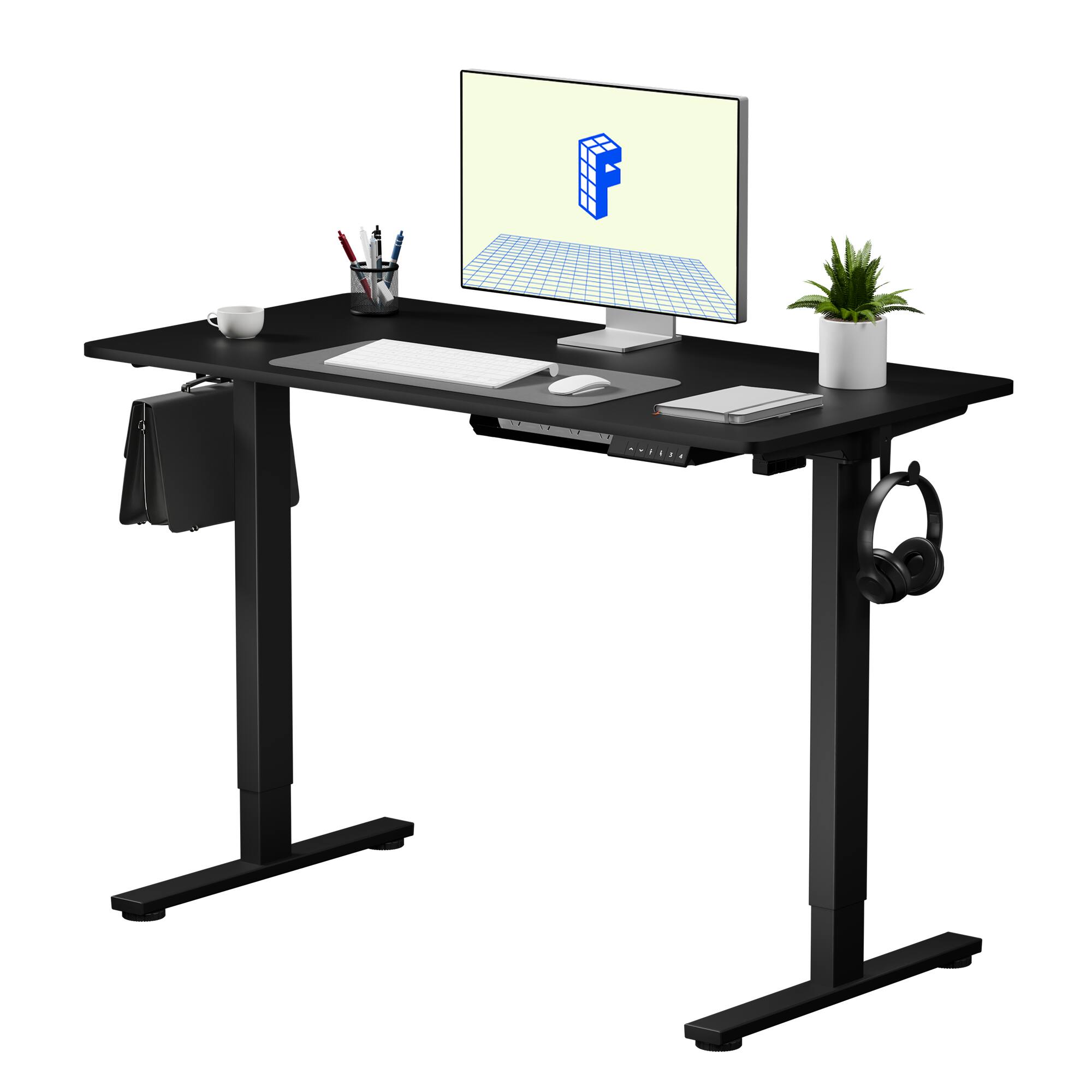 Angle. FlexiSpot - EZ2 Series 48"W Quick-Install Electric Height-Adjustable Standing Desk for Home Office - Black.