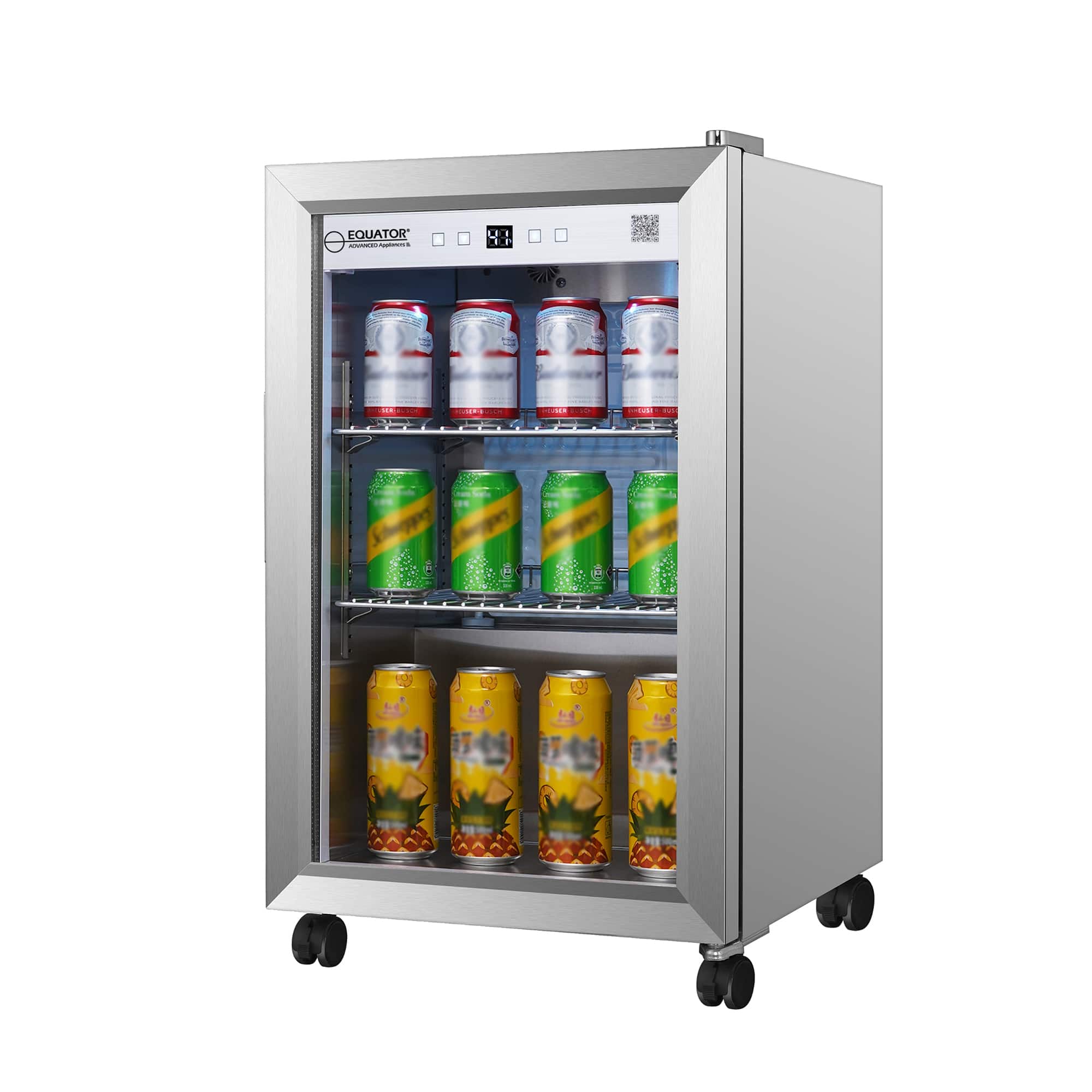 Equator - 2.3cf Outdoor/Indoor 85 Cans | Beverage Refrigerator IPX4 Waterproof SS Builtin/FS Quiet 42dB - 110V - Stainless Steel