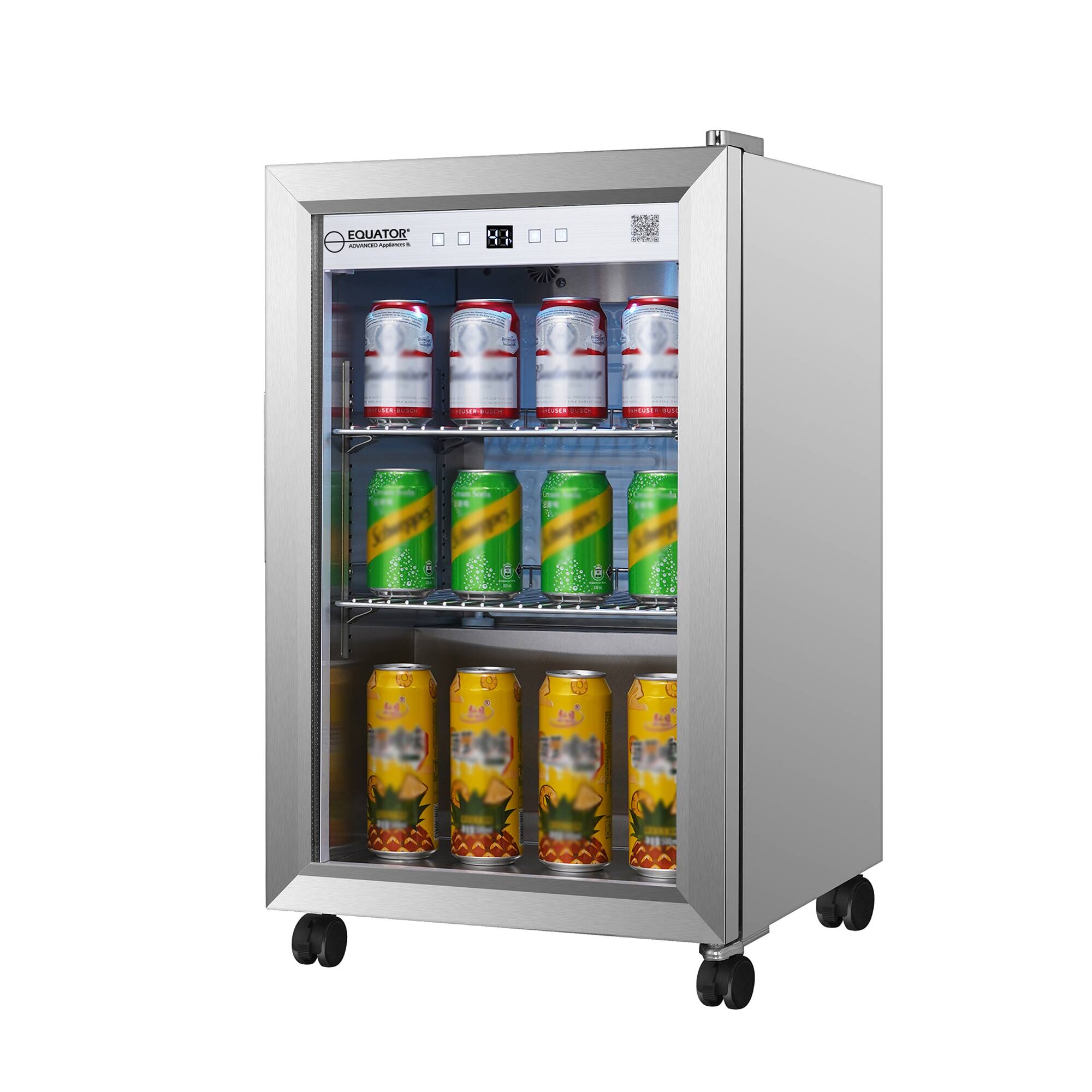Equator - 2.3cf Outdoor/Indoor 85 Cans | Beverage Refrigerator IPX4 Waterproof SS Builtin/FS Quiet 42dB - 110V - Stainless Steel