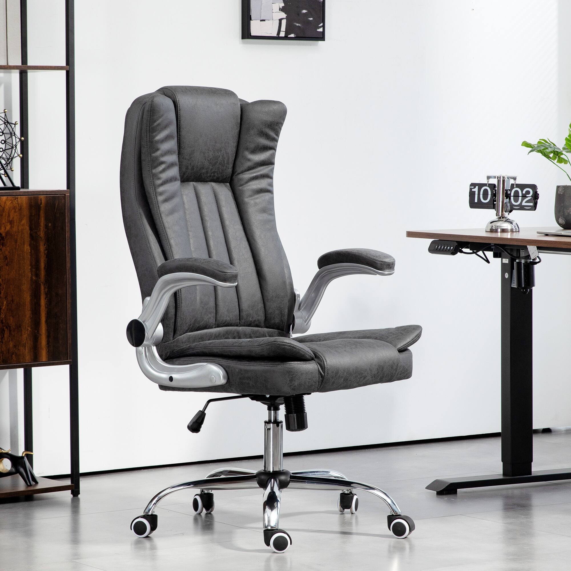 Alt View 1. Homcom - Executive High Back Office Chair with Flip-up Arms, Adjustable Height - Gray.