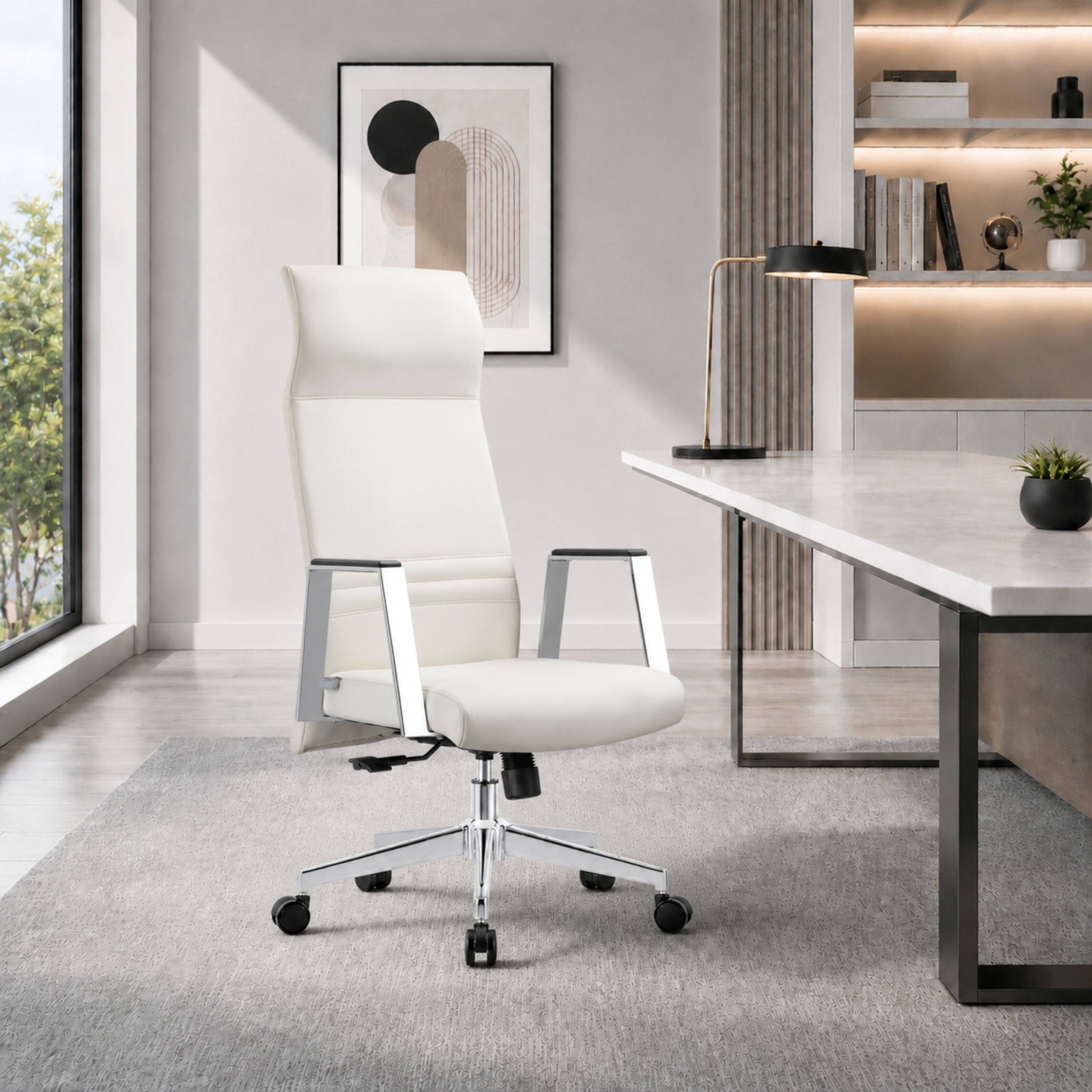 Alt View 7. LeisureMod - Adorit Ergonomic Mid Back Mesh Office Chair, Breathable Computer Desk Chair, Swivel & Tilt, Home Office, Task Chair - White.