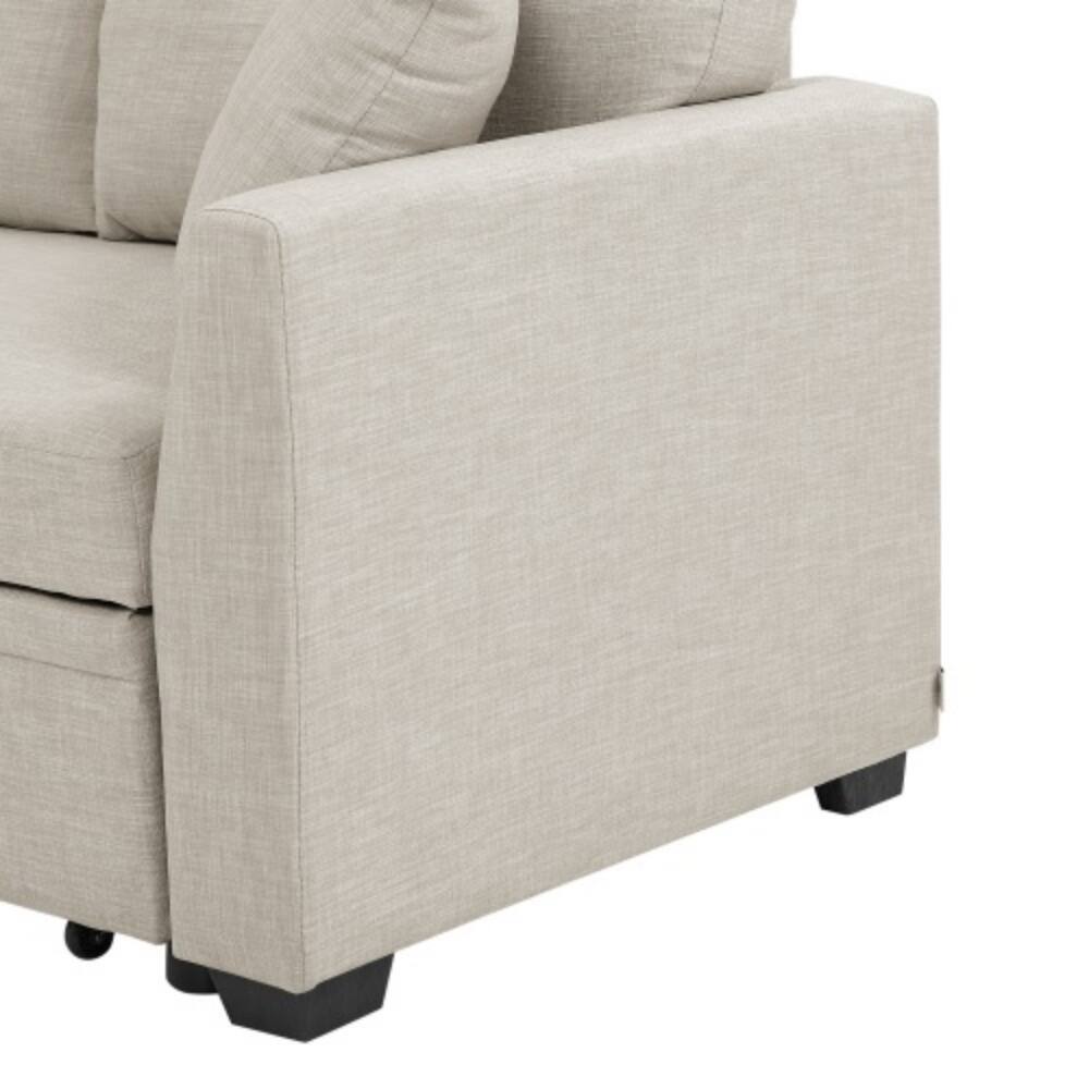Alt View 2. LUCKY ONE - L-Shaped Modular Sleeper Sectional Sofa Bed with Pull-Out Bed, Hidden Storage, Tufted Cushions - Beige.