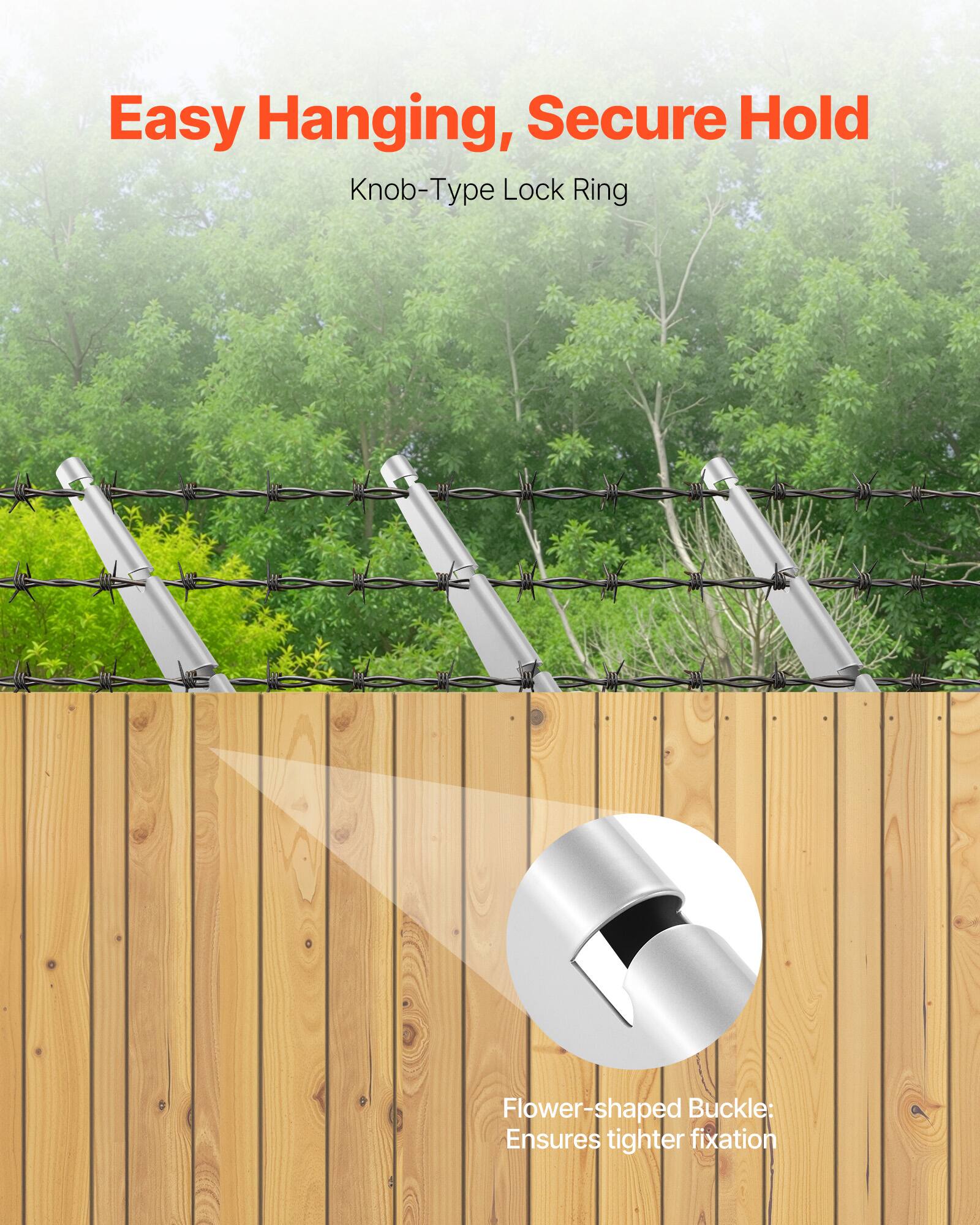 Easy Hanging, Secure Hold  
Knob-Type Lock Ring  
Flower-shaped Buckle: Ensures tighter fixation