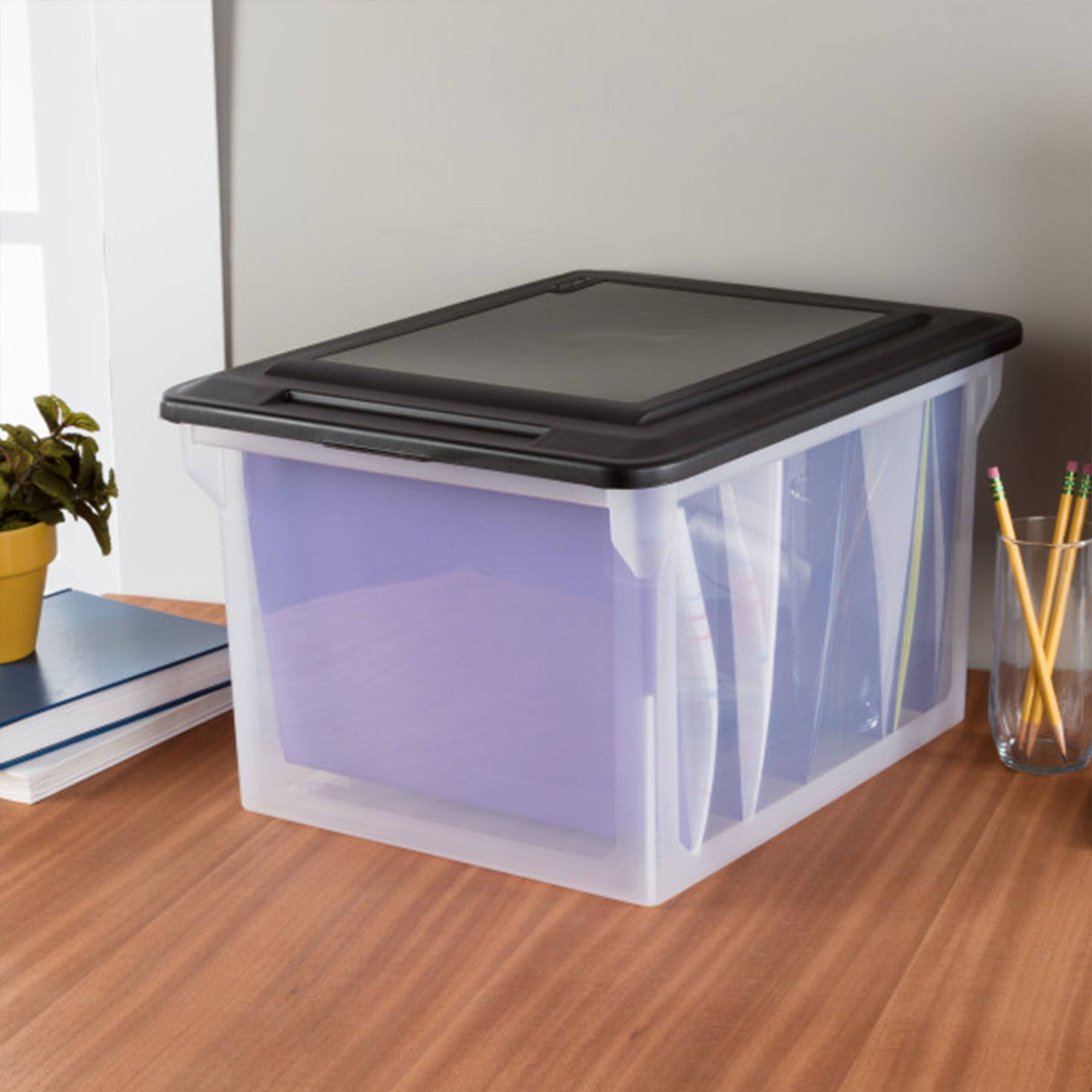 Alt View 5. Sterilite - Sterilite File Box, Clear Bankers Box, Organizer Storage Tote w/ Lid (8 Pack) - Clear.