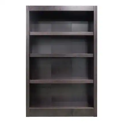 Front. Concepts in Wood - Single Wide Bookcase 4 Shelves Espresso Finish - Brown.
