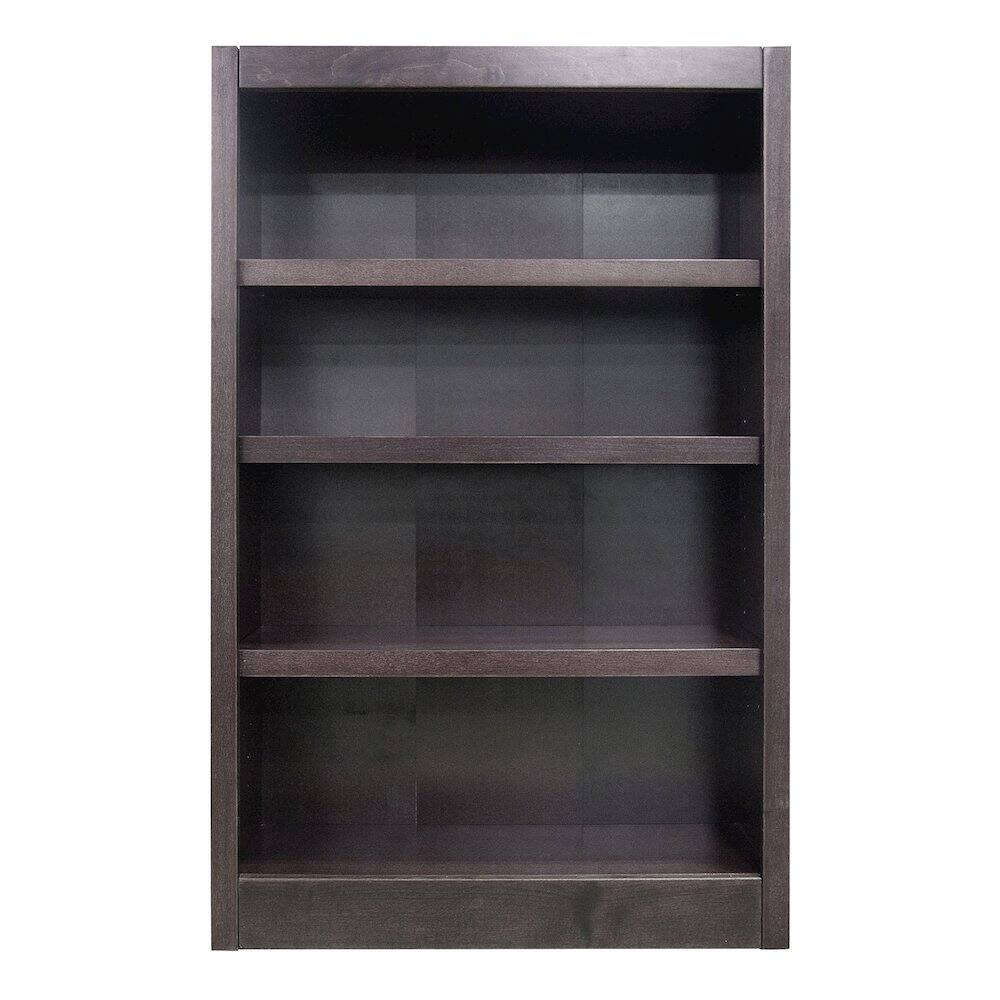 Front. Concepts in Wood - Single Wide Bookcase 4 Shelves Espresso Finish - Brown.