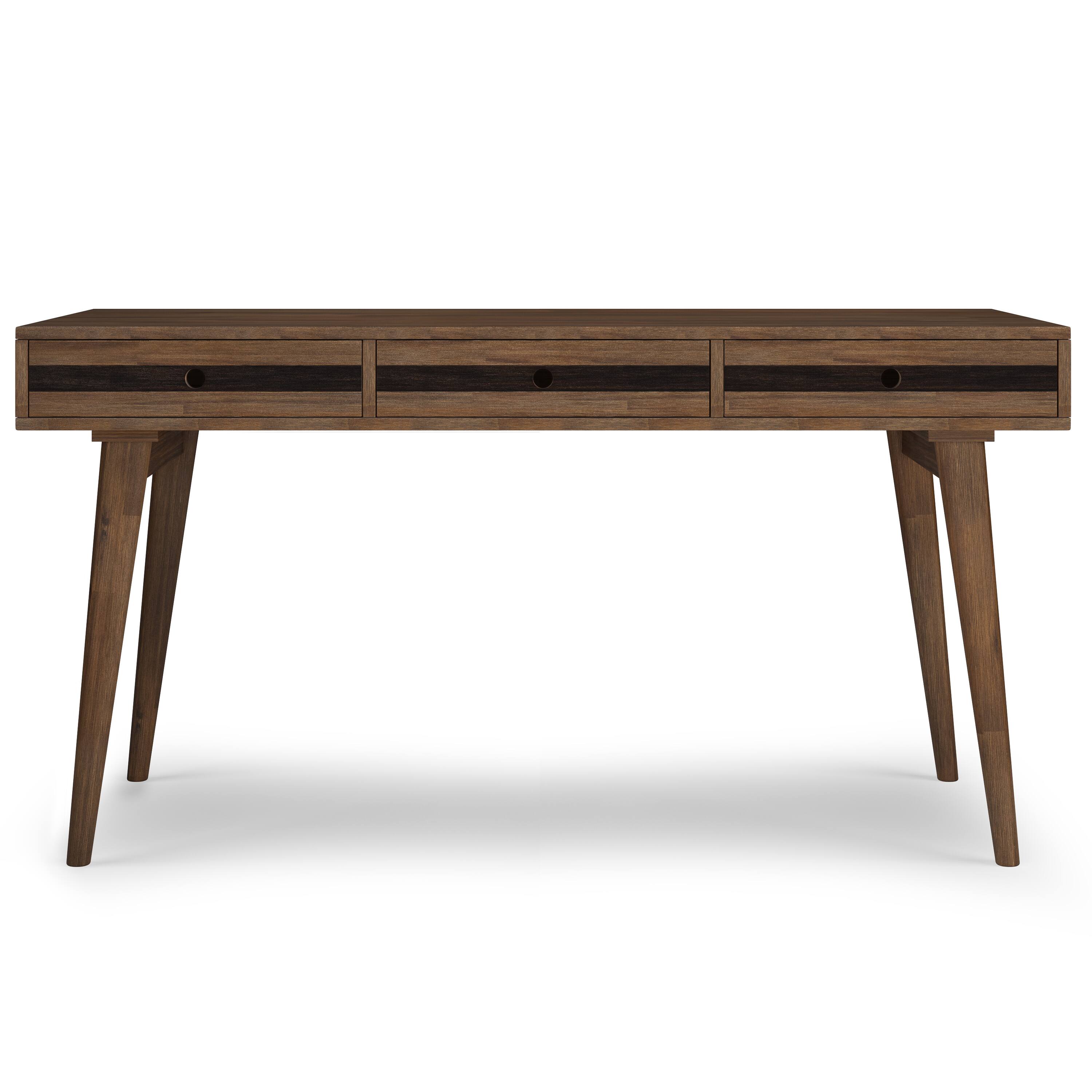 Left. Simpli Home - Clarkson SOLID ACACIA WOOD Contemporary 60 inch Wide Desk in Rustic Natural Aged Brown - Rustic Natural Aged Brown.