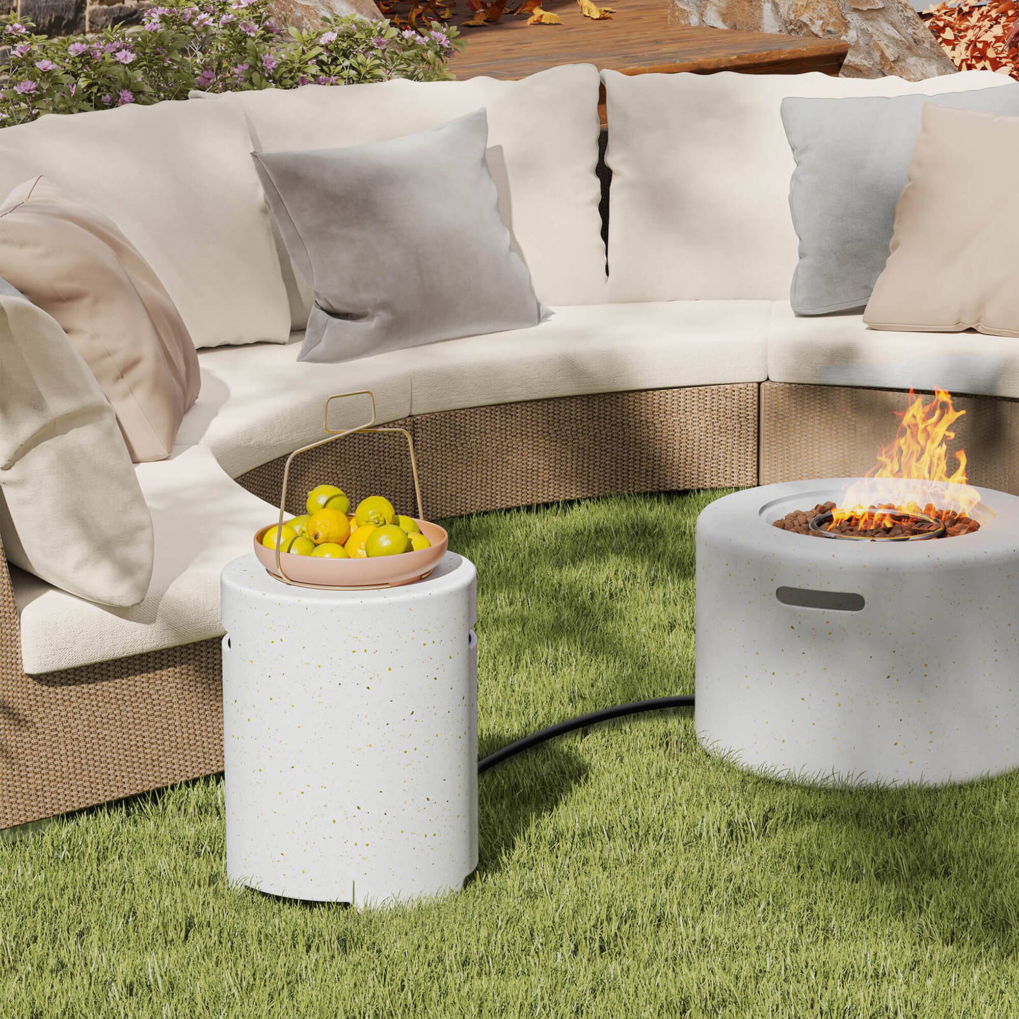 Alt View 4. Costway - Costway Propane Tank Cover Table with Side Handles and Protective Cover for Fire Pit - White.