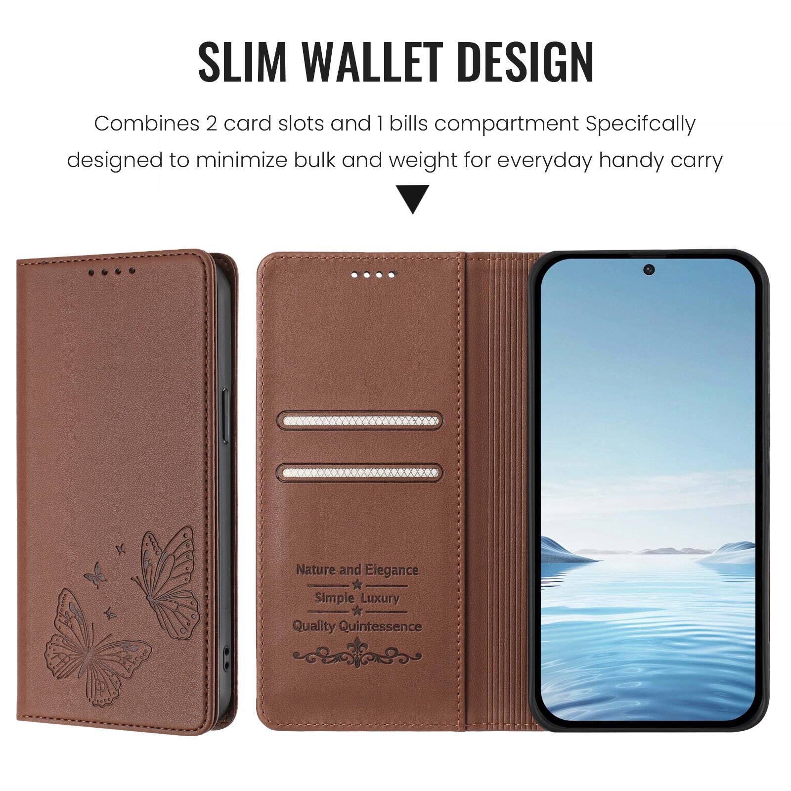 SLIM WALLET DESIGN  
Combines 2 card slots and 1 bills compartment  
Specifically designed to minimize bulk and weight for everyday handy carry  

Nature and Elegance  
Simple Luxury  
Quality Quintessence