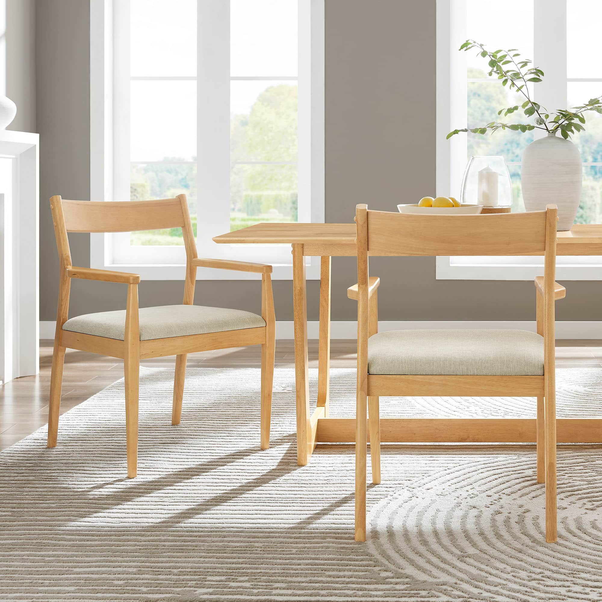 Modway - Solara Dining Armchairs Set of 2 - Natural Heathered Weave Beige