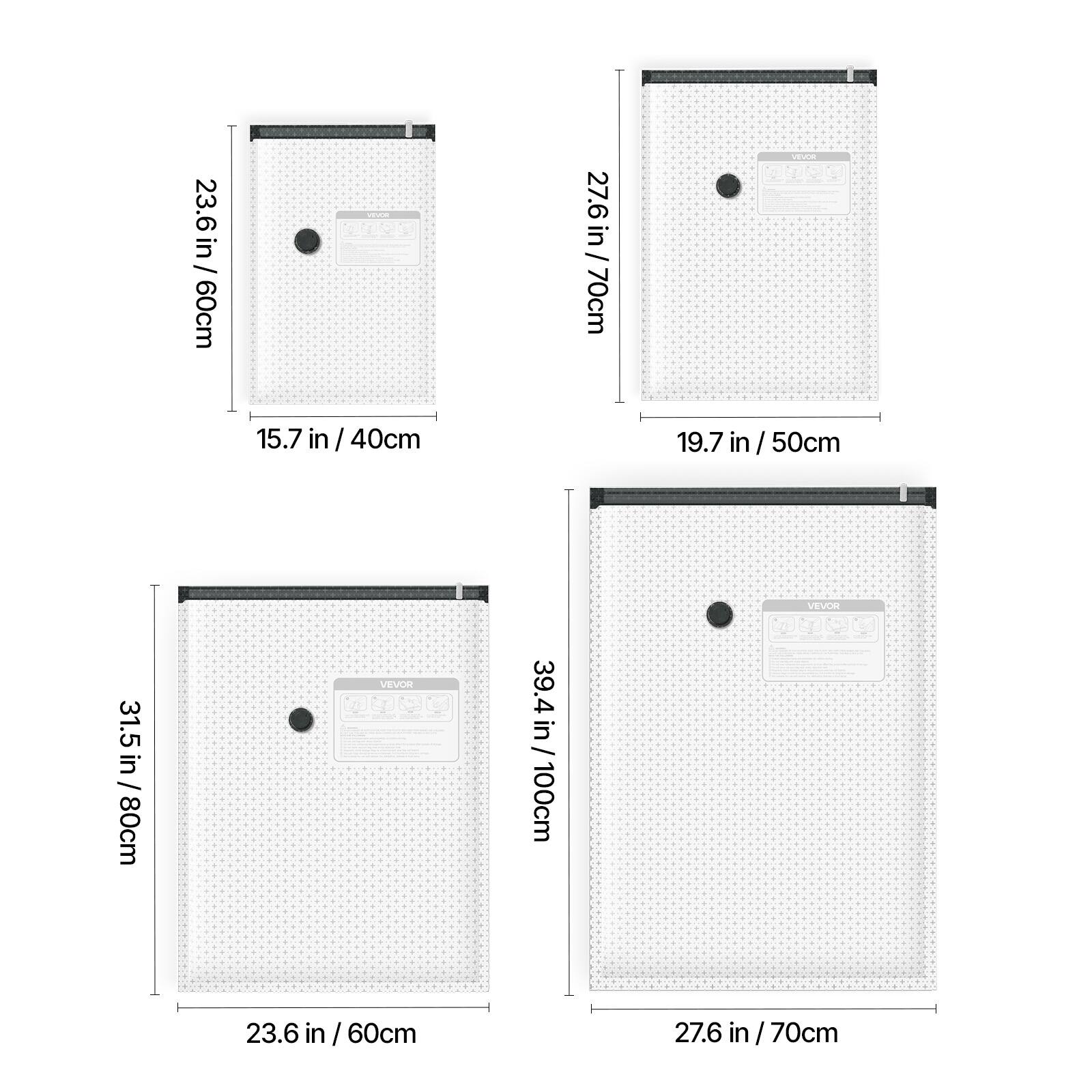 23.6 in / 60cm  
15.7 in / 40cm  
27.6 in / 70cm  
19.7 in / 50cm  
31.5 in / 80cm  
39.4 in / 100cm