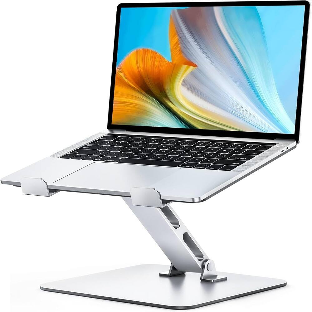 ACJPR - Aluminum Adjustable Laptop Stand, Foldable Ergonomic Riser, 10–16" Laptops - Silver