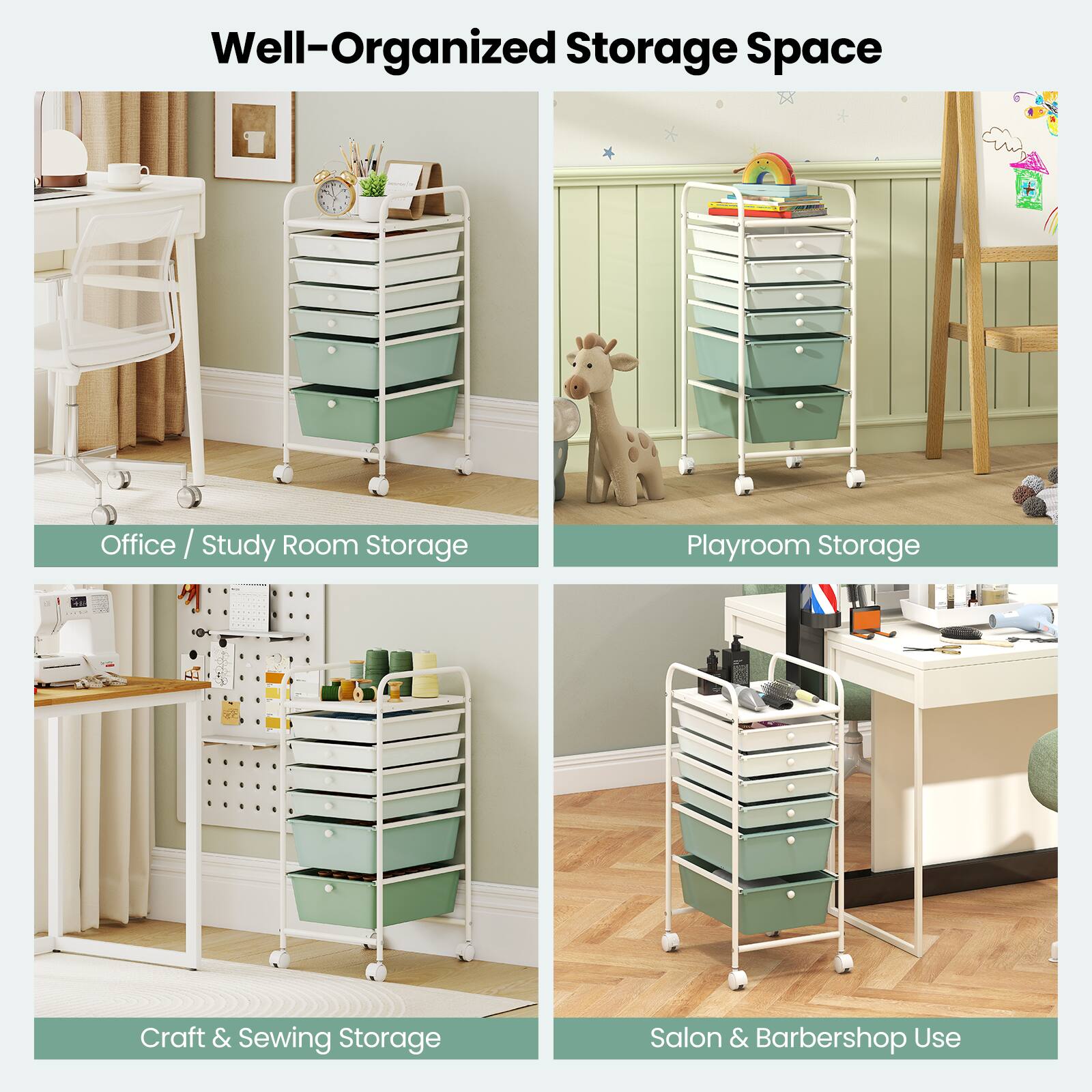 Well-Organized Storage Space

- Office / Study Room Storage
- Playroom Storage
- Craft & Sewing Storage
- Salon & Barbershop Use
