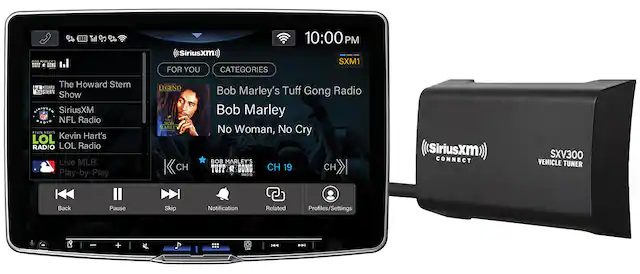 DUS M EV'S TEEE 003S 06 Til 97 t (Siriusxm)
FOR YOU
CATEGORIES
10:00 PM
SXM1
The Howard Stern Show
IRIUS*S
SiriusXM NFL RADIO
NFL Radio
CIVIN MARTS
Kevin Hart's LOL RADIO
LOL Radio
Live MLB Play-by-Play
LEGEND
BOR MARLEY
KC CH
Bob Marley's Tuff Gong Radio
Bob Marley
No Woman, No Cry
BOB MARLEY'S TUFF GONG
CH 19
CH RADIO
Siriusxm CONNECT
SXV300 VEHICLE TUNER
Back
Pause
Skip
Notification
Related Profiles/Settings
- +
4