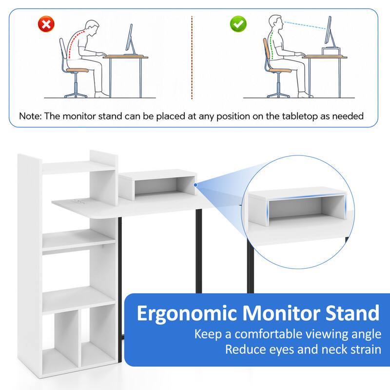 Note: The monitor stand can be placed at any position on the tabletop as needed

Ergonomic Monitor Stand
Keep a comfortable viewing angle
Reduce eyes and neck strain