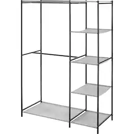 Whitmor - Double Rod Closet with Shelves - Matte Black