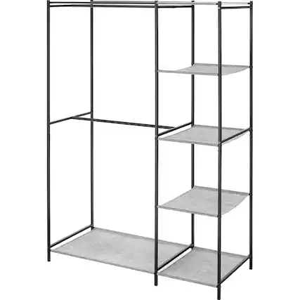 Front. Whitmor - Whitmor Double Rod Closet with Shelves - Matte Black.