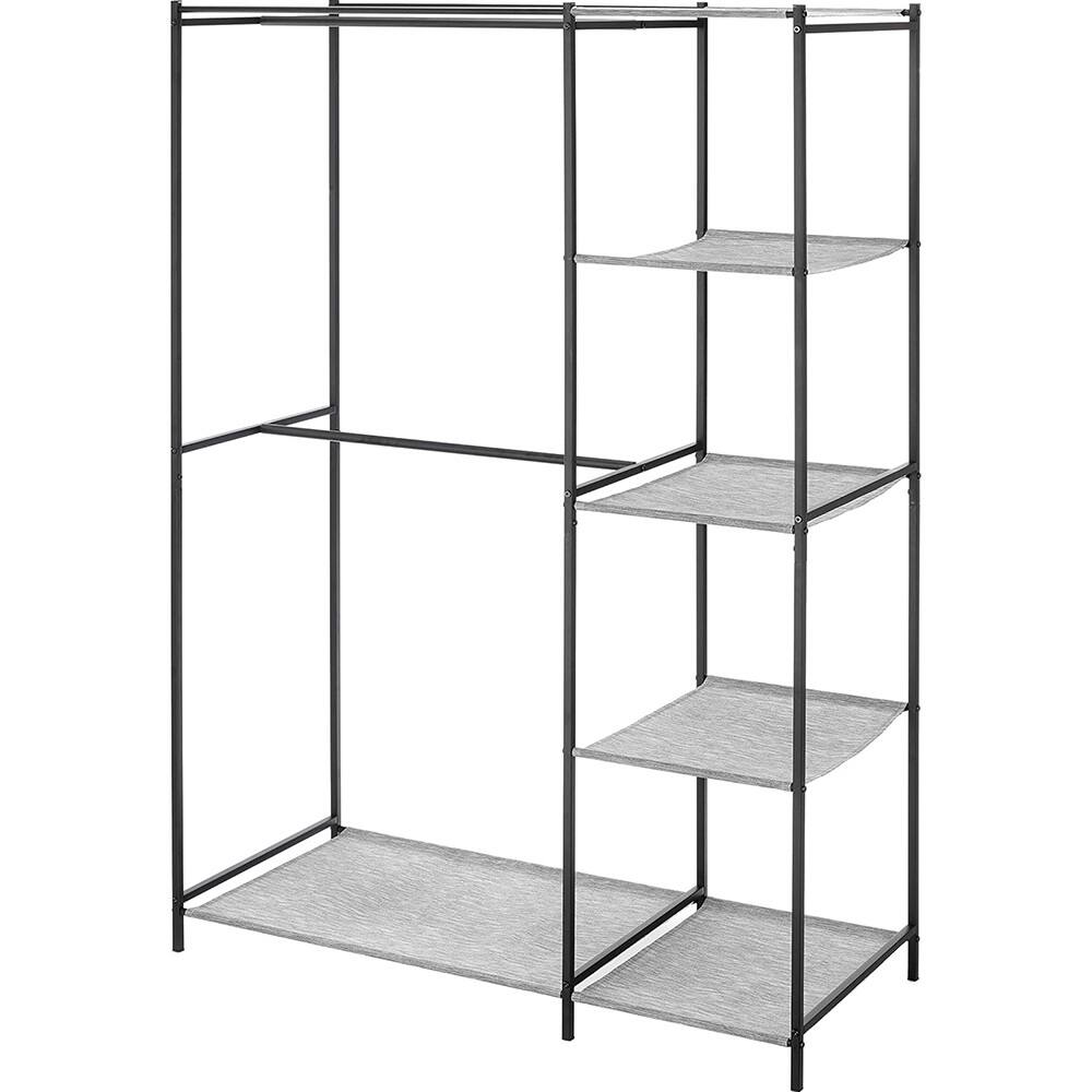 Front. Whitmor - Whitmor Double Rod Closet with Shelves - Matte Black.