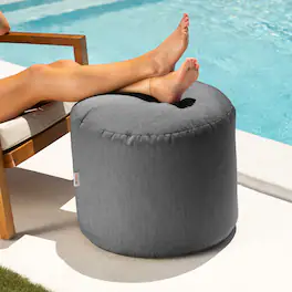Jaxx - Spring Indoor / Outdoor Bean Bag Pouf Ottoman, Sunbrella - Charcoal