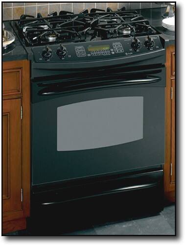 Front Standard. GE - Profile 30" Self-Cleaning Slide-In Dual Fuel Range - Black-on-Black.