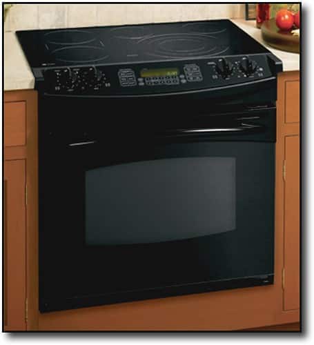 Front Standard. GE - Profile 30" Self-Cleaning Drop-In Electric Range - Black-on-Black.