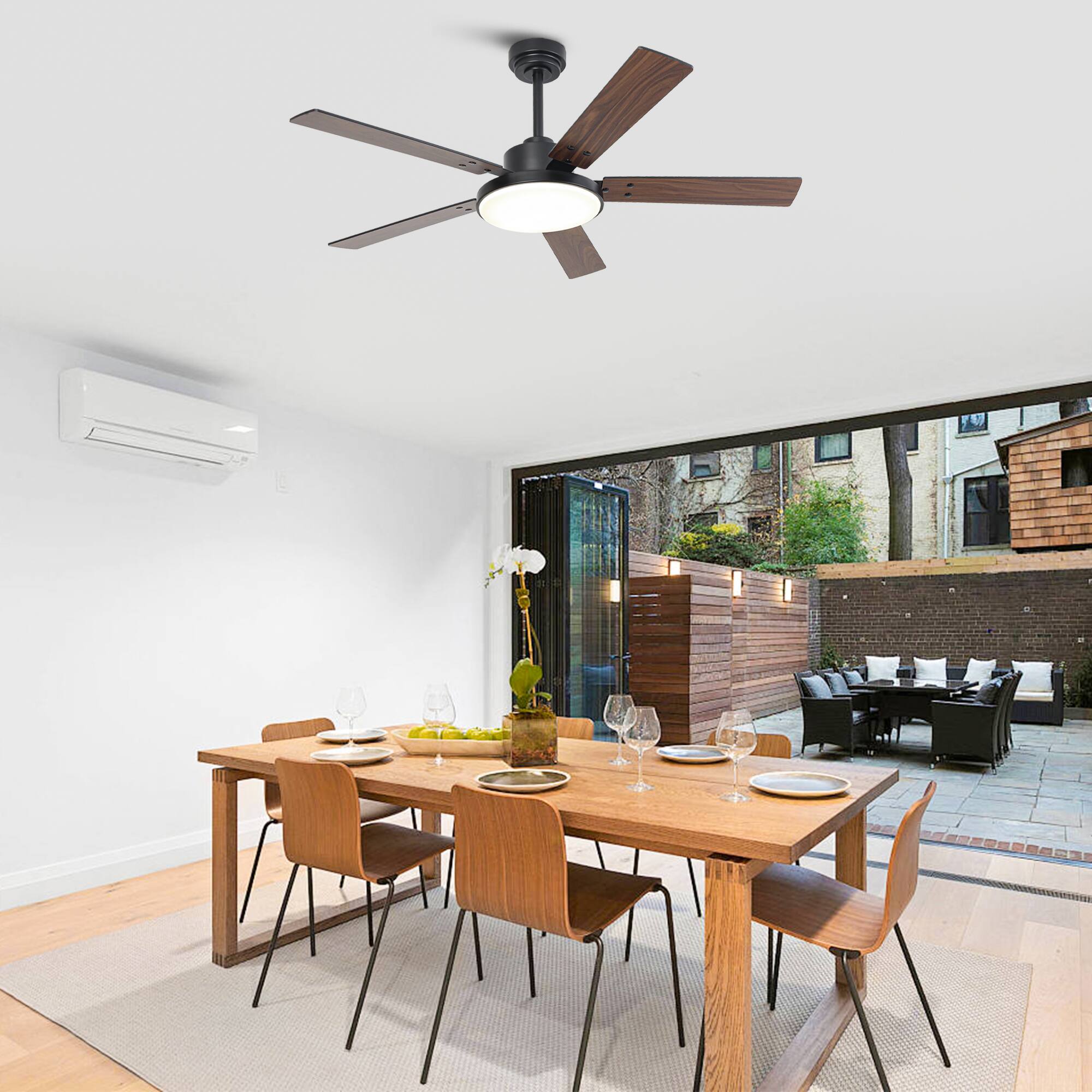 Back. Vaczon - 52" Modern Black 6 Speed DC Motor Ceiling Fan with Light and Remote - Black.