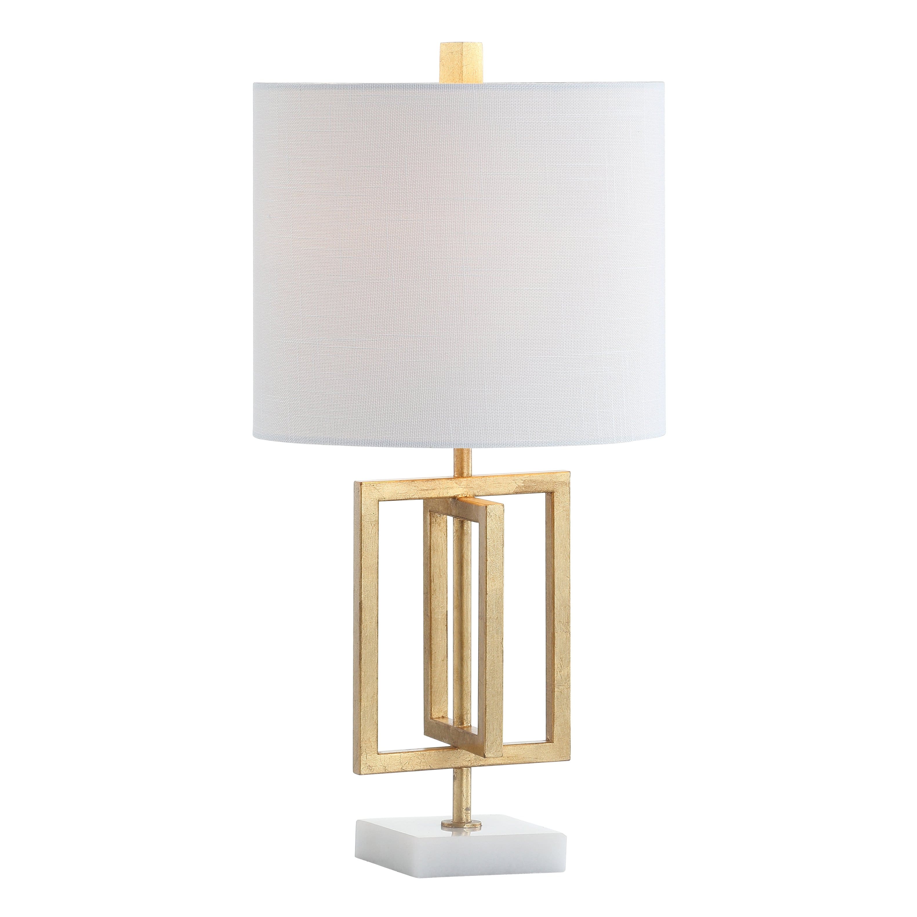 "Jonathan Y - Anya 20.25"" Organic Modern Geometric Interlocking Rectangular Metal LED Table Lamp with Marble Base, /White - Gold Painting" price history on PriceWatchPro