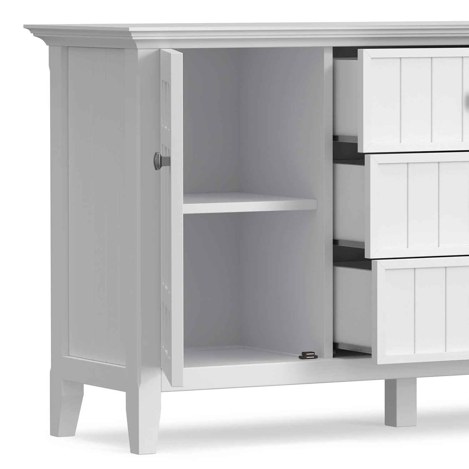 Alt View 4. Simpli Home - Simpli Home Bedford 54 inch Wide Solid Wood Transitional Sideboard Buffet in White - White.