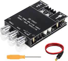 Vulpecula Spade - ZK-1002T Bluetooth 5.0 Stereo Amplifier Board, 200W HiFi 2.0 Channel Mini Audio Amp Module with Treble & Bass Control