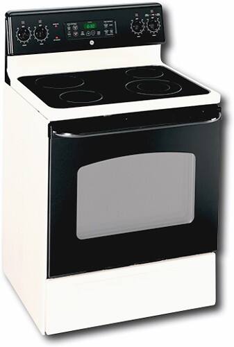 Angle Standard. GE - QuickClean 30" Self-Cleaning Freestanding Electric Range - Bisque.